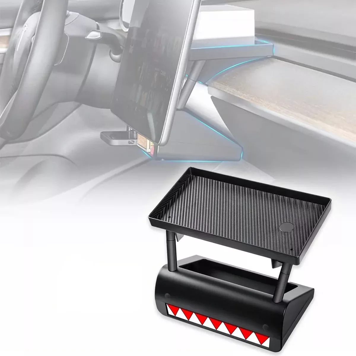 2-in-1 Behind Screen Tray and Under Screen Storage Box Magnetic Center Console Organizer | Tesla Model 3 Model Y 2020-2023