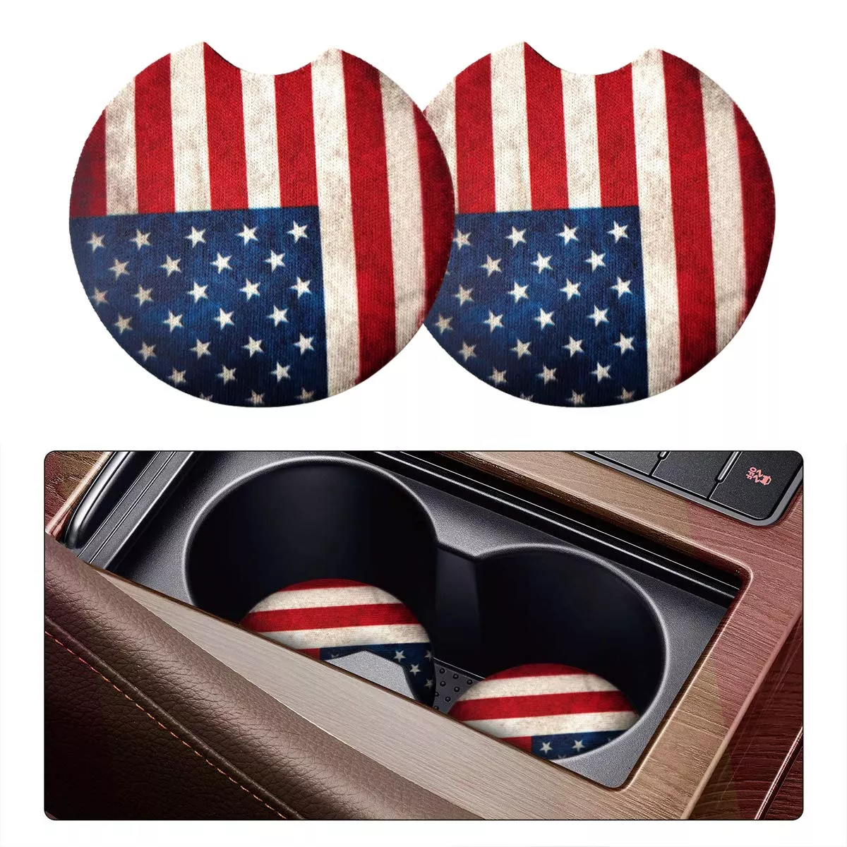 2 Pack Car Coasters For Drinks Absorbent – 2.75 Inch Cute Car Cup Holder Coasters For Women, Removable Cup Holder Coaster For Your Car, Car Interior Accessories For Women & Girls (Yellow Leopard)