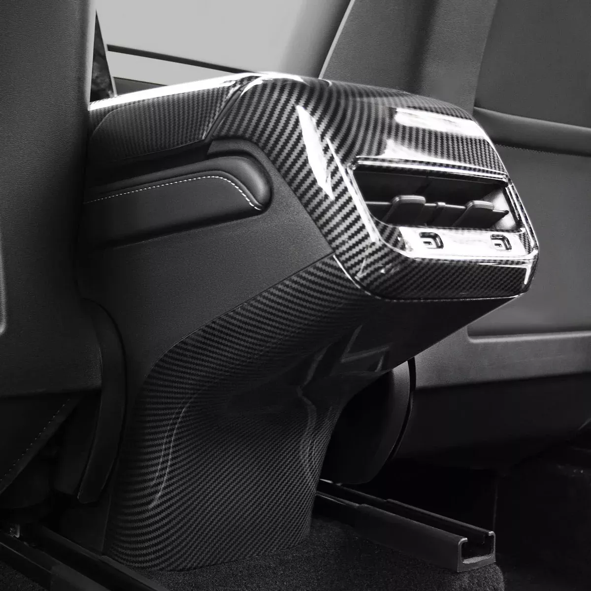 2017-2023 Tesla Model 3 Model Y Rear Air Condition Vent Cover & Anti Kick Cover Protector (Glossy Carbon Fiber Pattern)