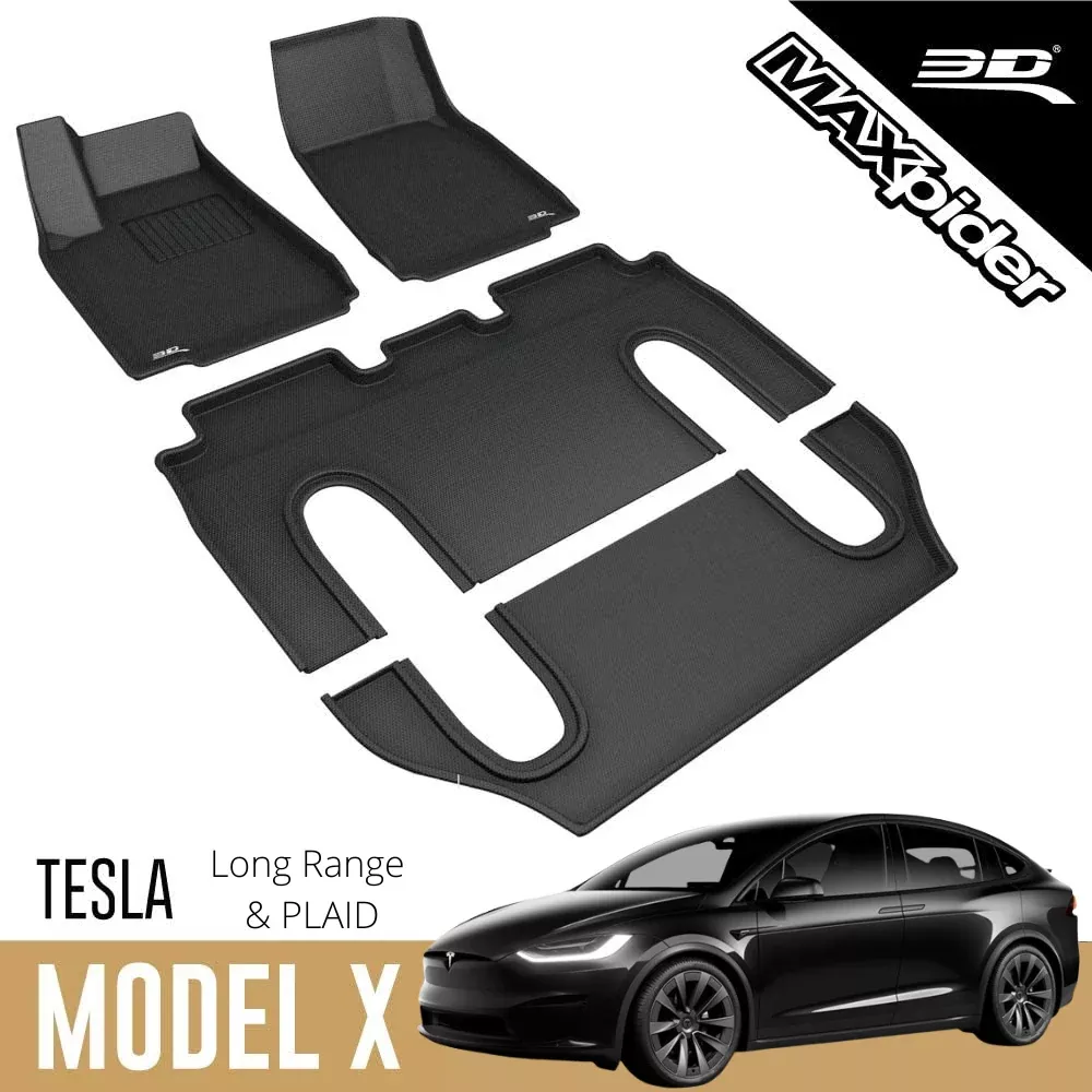 2022-2026 Tesla Model X PLAID & Long Range | 3D Maxpider Floor Mats | Rear Cargo Liner