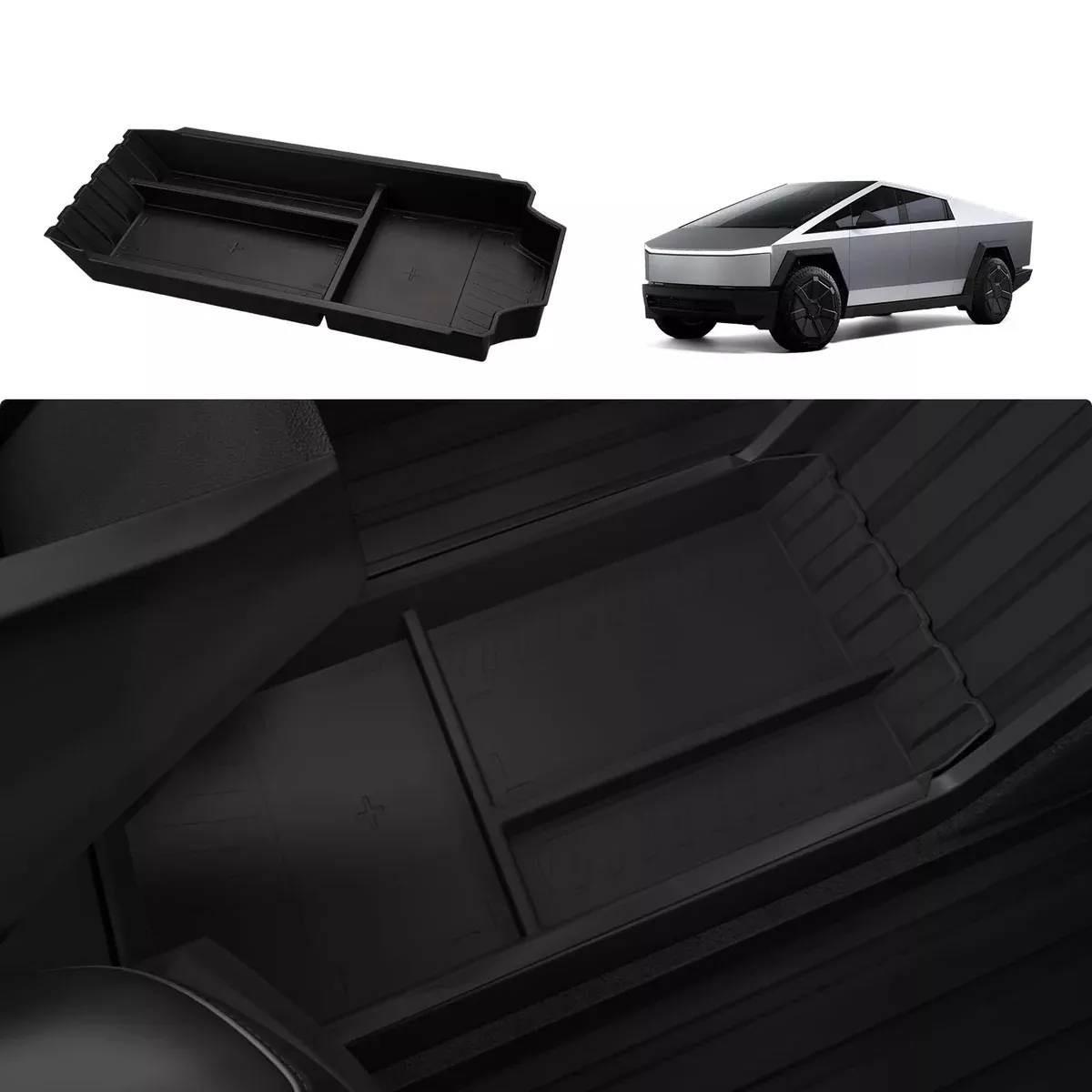 2024-2025 Tesla Cybertruck Lower Center Console Organizer Tray – TPE Floor Console Storage Box Interior Accessory