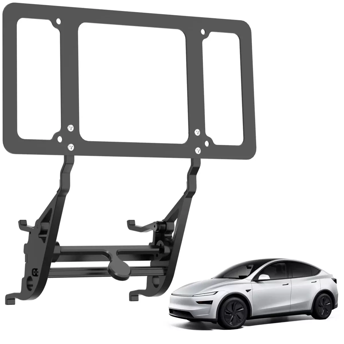 2026 Tesla Model Y Juniper Front License Plate Holder – Lockable No-Drill Mount Kit with Anti-Theft Design and Unobstructed Camera Visibility
