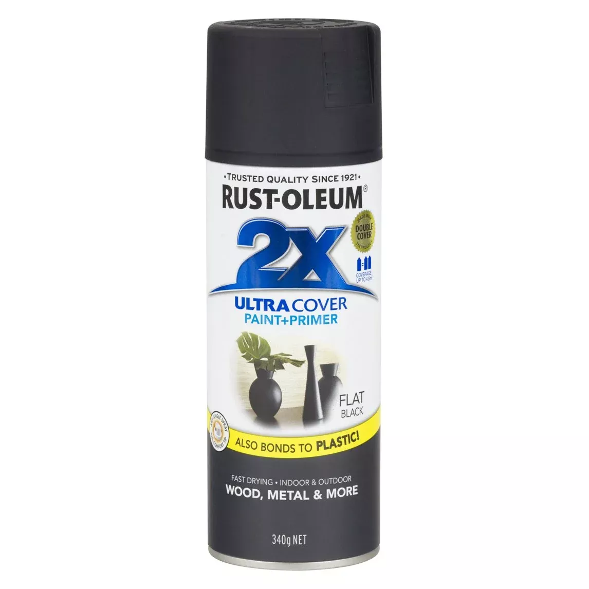 2X Ultra Cover Flat Black Spray Can