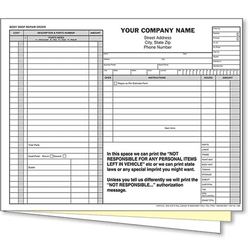 3-Part Auto Body Repair Order – Black – Pack 250