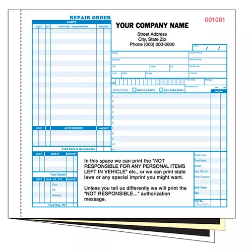 3-Part Carbon Compact Mechanical Repair Order Form – Pack 250