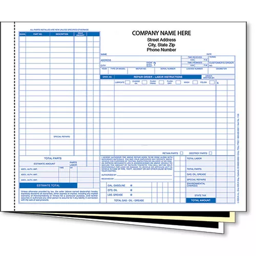 3-Part Carbon Mechanical Repair Order – Version 1 – Pack 250