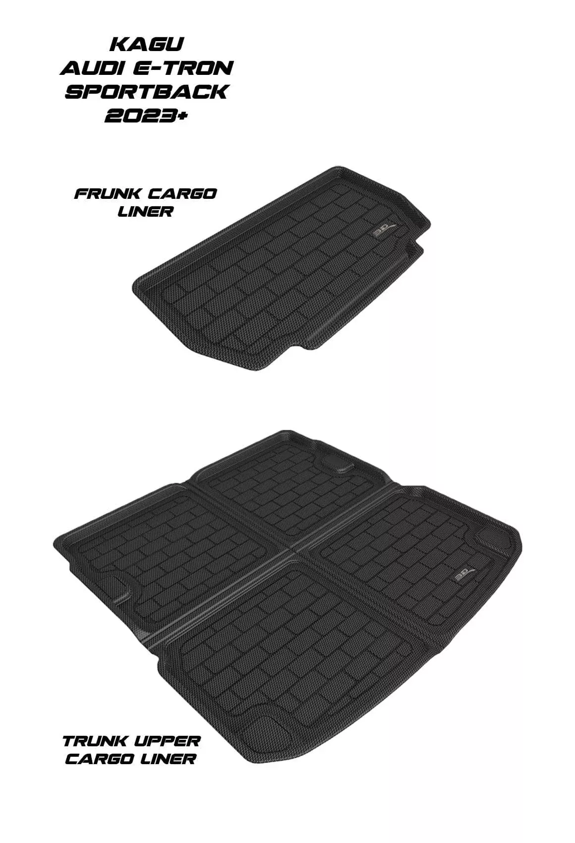 3D MAXpider Custom Fit All-Weather KAGU Series LHD Floor Mats For Audi E-Tron Sportback 2023