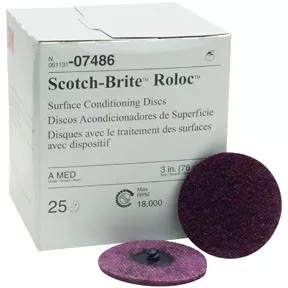 3M 07486 3" Scotch-Brite Roloc Surface Conditioning Medium Discs 25/Box