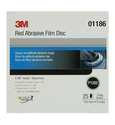 3M 1186 6" 1000 Grit Hookit Alum Ox Film Discs 25/Boxbx