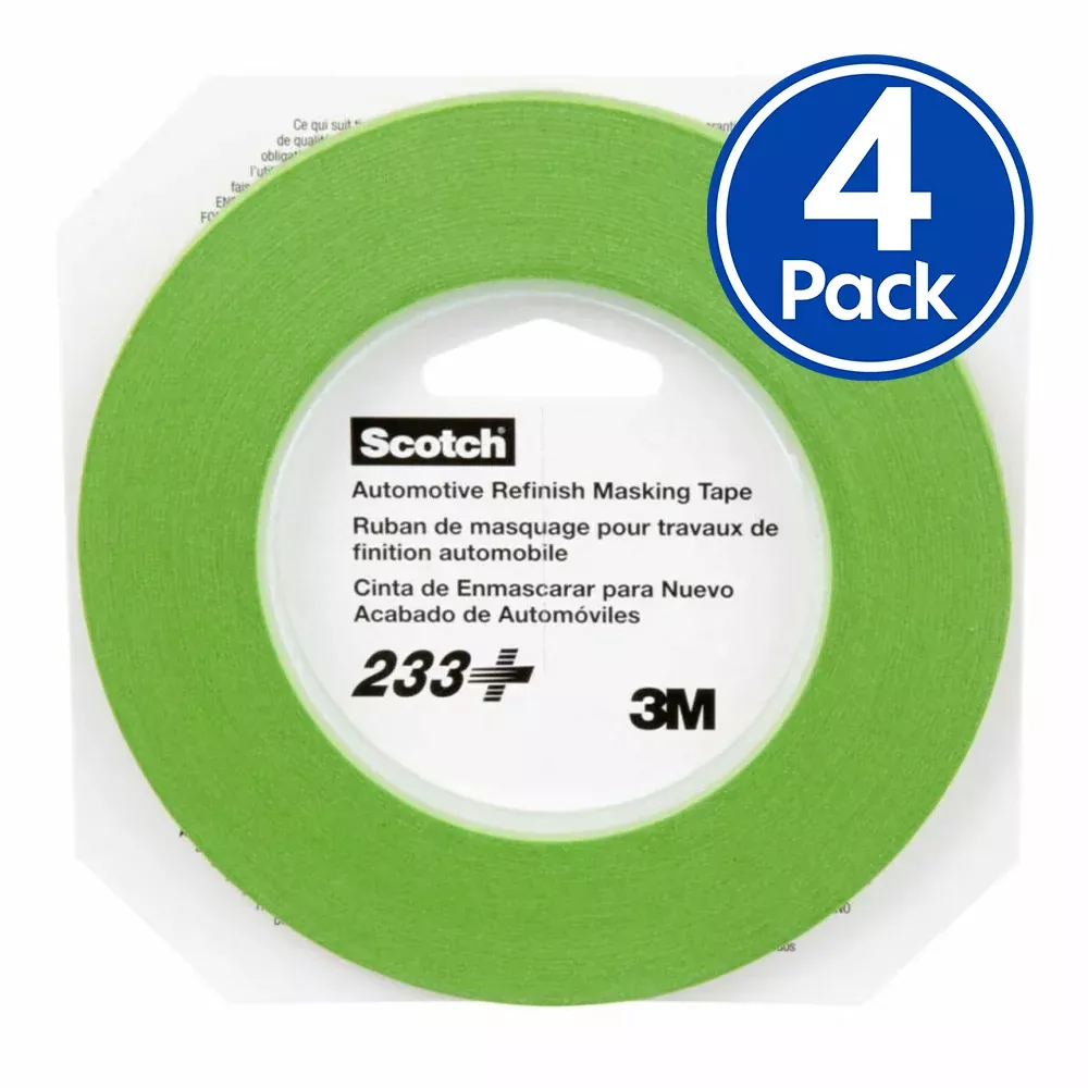 3M 233+ Performance Green Masking Tape 6mm x 55m 4 Pack