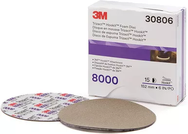 3M 30806 6" 8000 Grit Trizact Hookit Foam Discs 15/Box