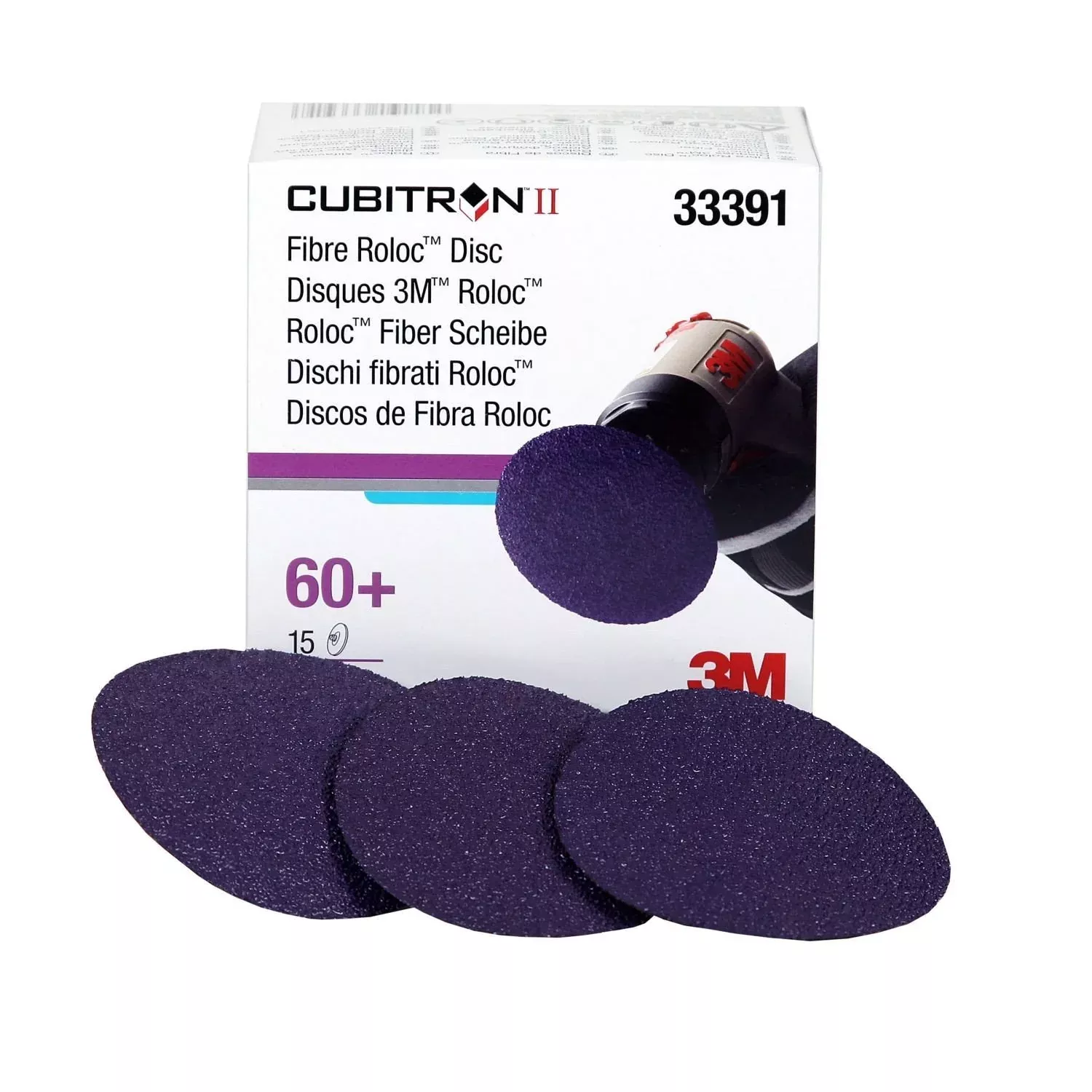 3M 33391 Cubitron II Roloc Fibre Disc 75mm 60+ 15 Pack