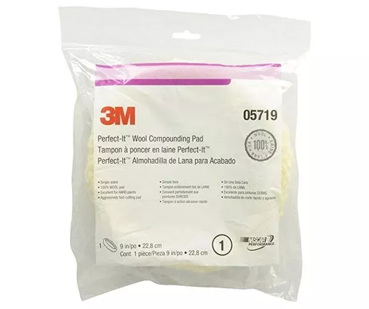 3M Perfect-It 100% Wool Buffing Compounding Pad Single Sided 05719 8inch
