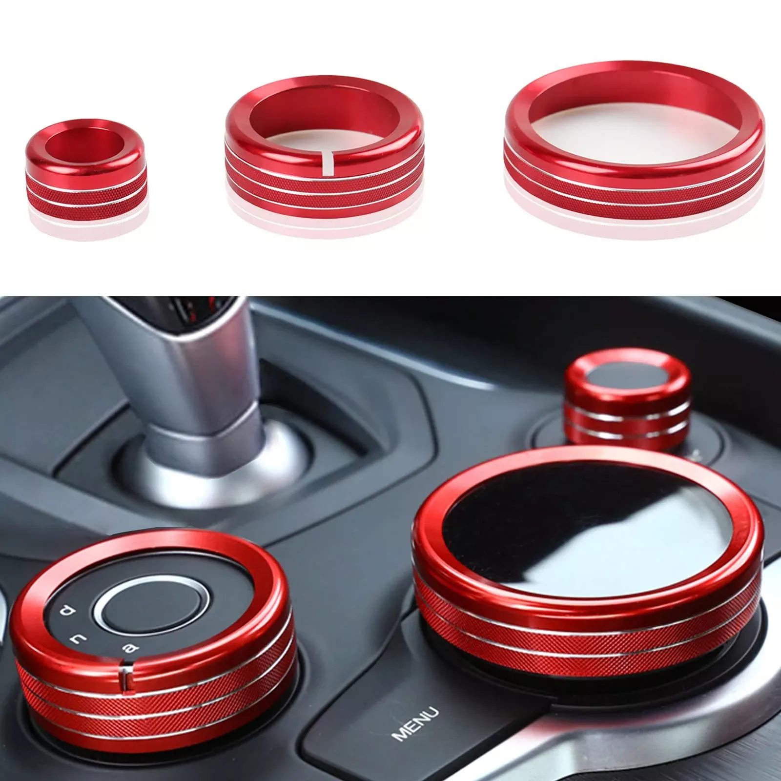 3Pcs Car Multimedia Knob Cover Sticker Decal Interior Trim Fit For Alfa Romeo Giulia Stelvio 2016 2017 2018 2019 Interior Accessories