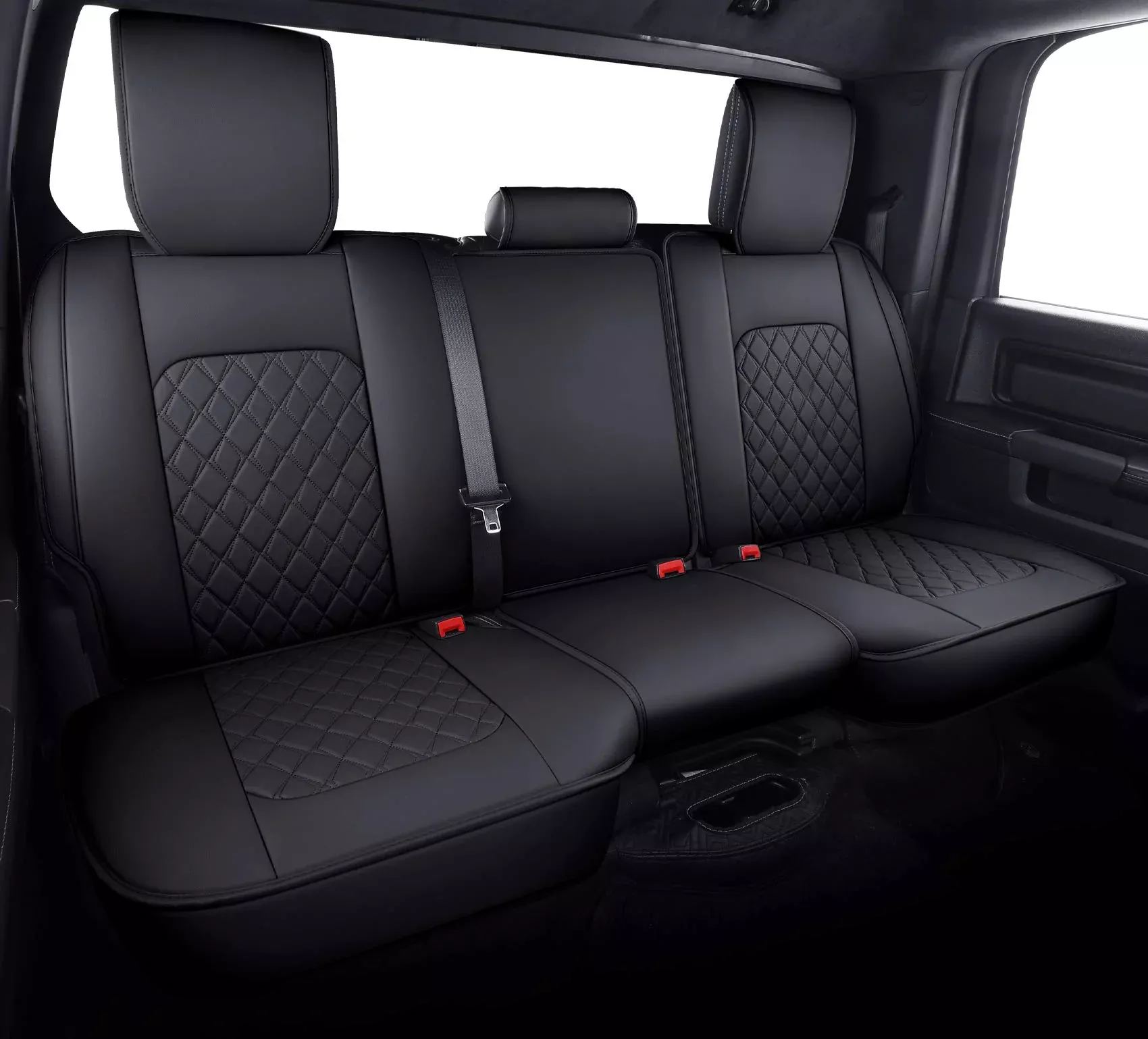 Aierxuan Back Seat Covers for Dodge Ram 2009-2024, Waterproof Leather, Black, Custom Fit for Crew Quad Regular Cab 40/60 Split Bench
