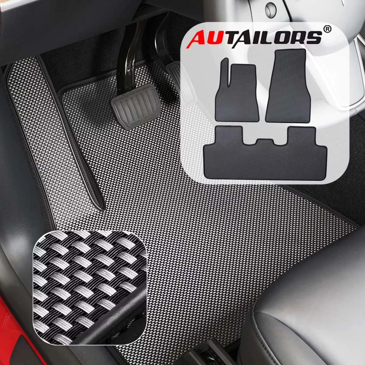 All Weather Floor Mats Odorless Made in USA-3pcs | Tesla Model Y