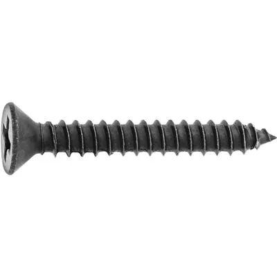 Au-ve-co 12811 Tapping Screw, #10 Thread, 1 in OAL, Phillips Flat Head, Black Oxide