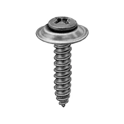 Au-ve-co AuvecoPak AP11792 Tapping Screw With Countersunk Washer, #10 Thread, 1 in OAL, Phillips Oval, Sems Head