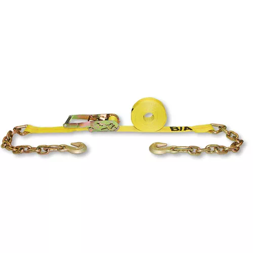 B/A 2″ x 27′ Towing Ratchet Tie-Down Strap with Chains & Grab Hooks WLL 3300