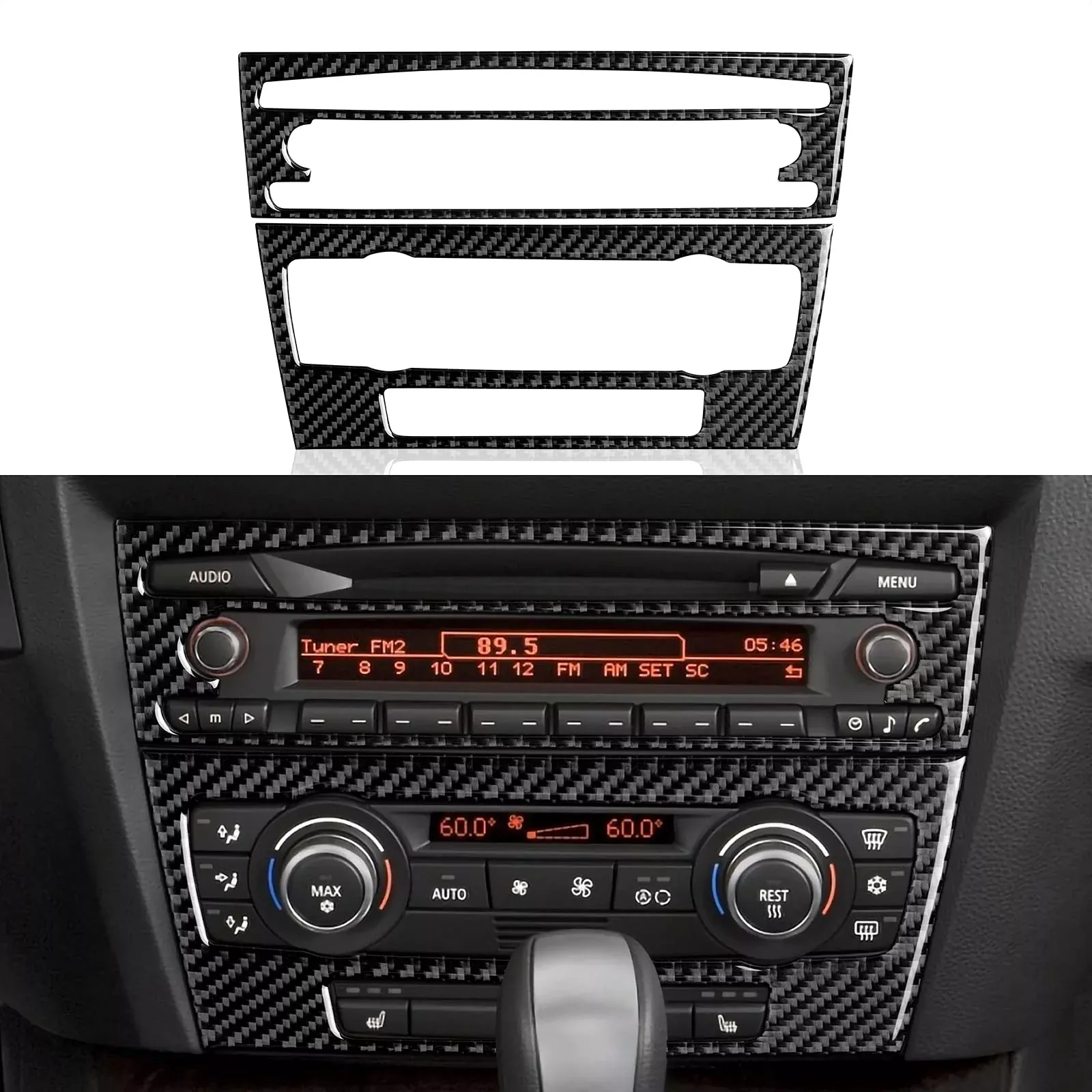 Car Cd Panel Sticker Carbon Fiber Decal Trim Cover Fits For Bmw E90 E92 E93 2006 2007 2008 2009 2010 2011 Interior Accessories (Style D)