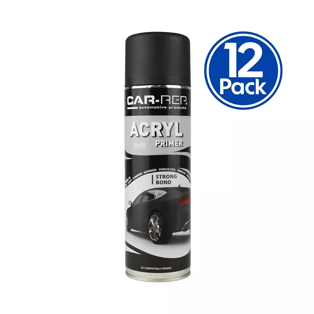 CAR-REP Acrylic Automotive Primer 500ml Black x 12 Pack