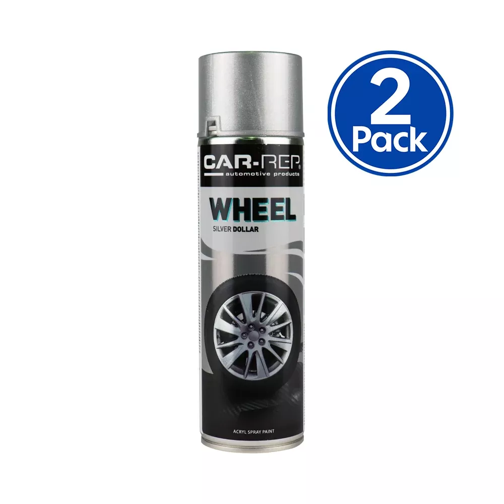 CAR-REP Professional Automotive Acrylic Aerosol 500ml Wheel Silver Dollar x 2 Pack