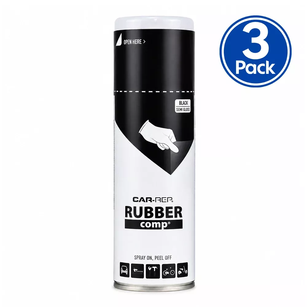 CAR-REP Rubber Comp Removable Plasti Dip Paint 400ml Semi Gloss Black x 3 Pack