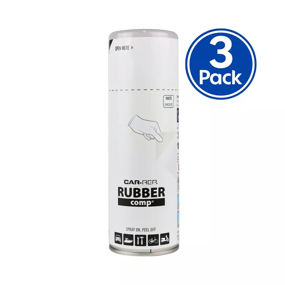 CAR-REP Rubber Comp Removable Plasti Dip Paint 400ml Semi Gloss White x 3 Pack