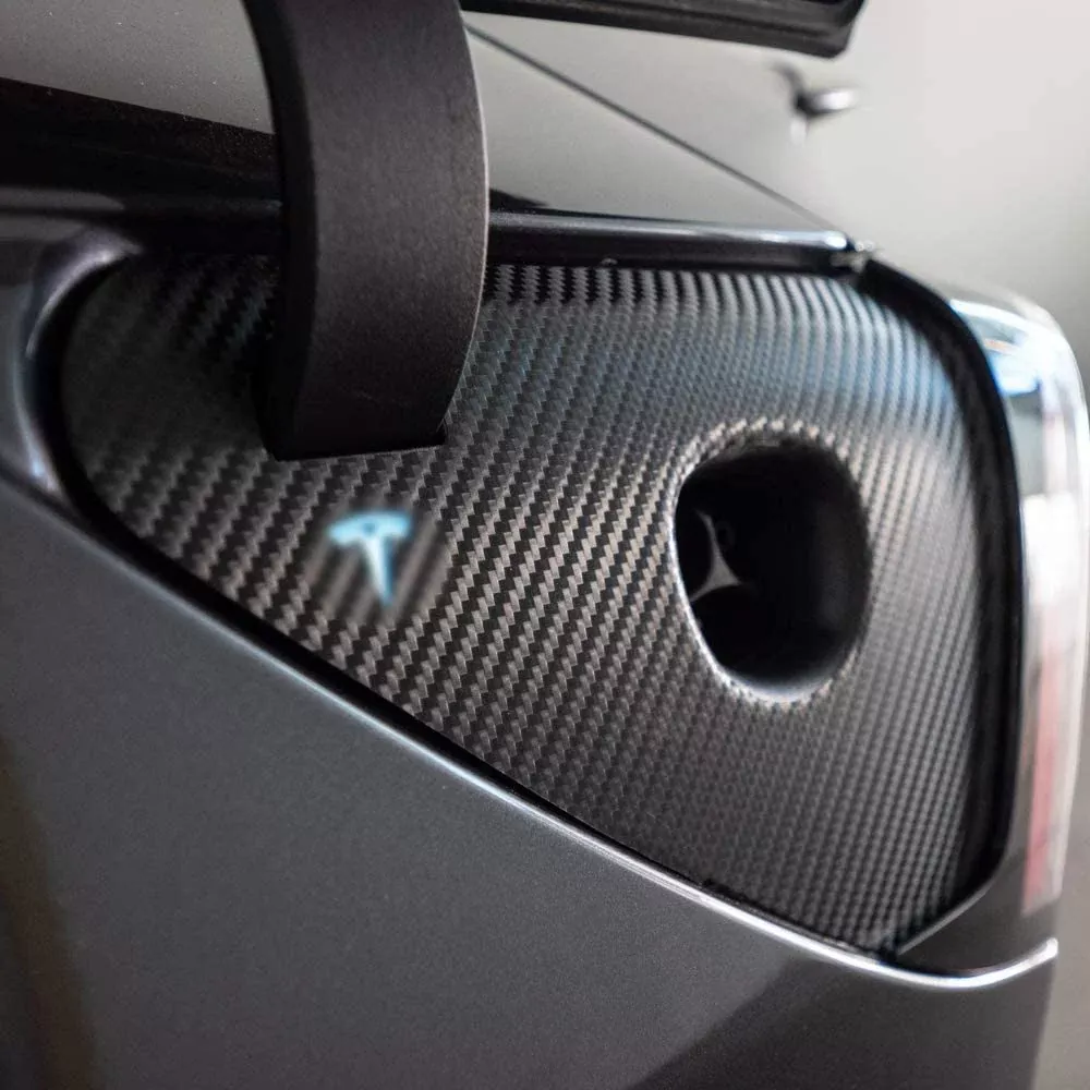 Carbon Fiber Style Charging Dock Wrap | Tesla Model 3
