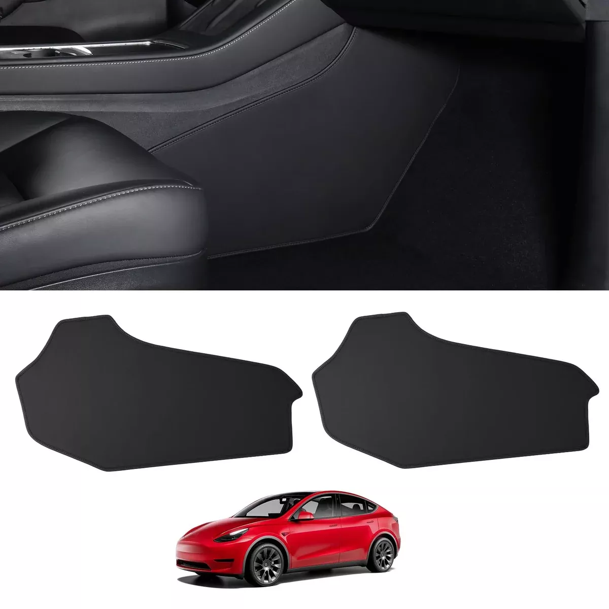 Center Console Side Anti-Kick Mats Waterproof & Dust Resistant Protector Cover Leather Pad | Tesla Model Y 2020 – 2024