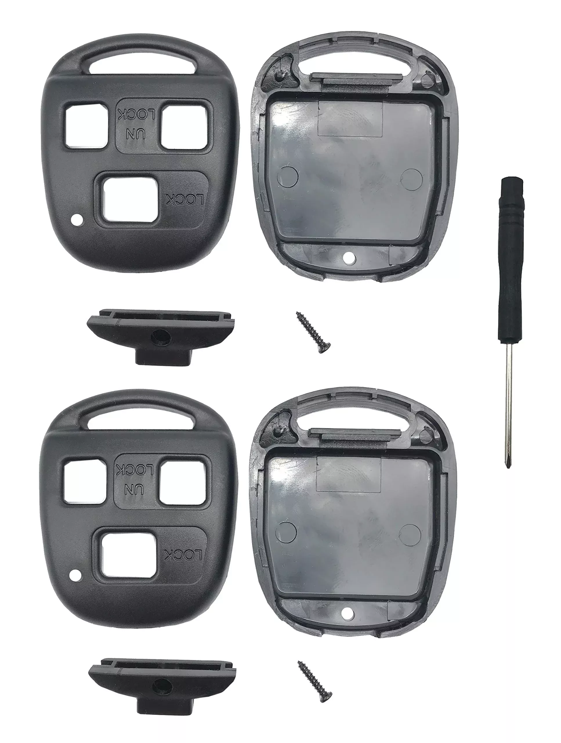 Chyoekey Replacement Key Fob Shell Case for Lexus – Black 2 Pack, Plastic Cover for Keyless Entry Remote Models ES, GS, GX, IS, LS, RX, SC