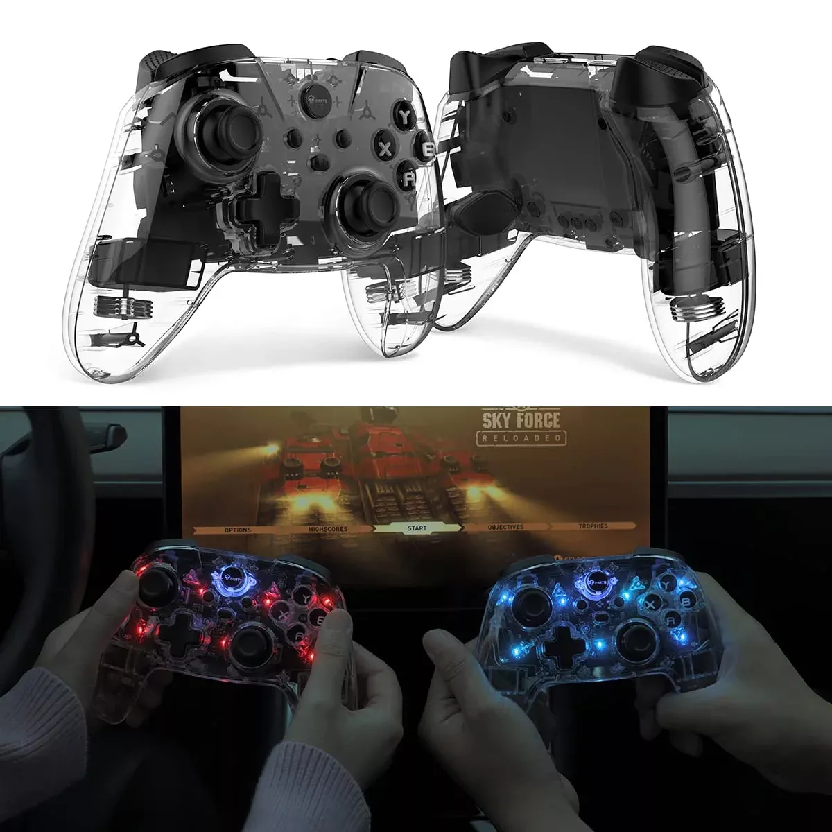 CLEAR-LED Wireless Game Controller Compatible With Tesla (PROGRAMMED FOR TESLAS)