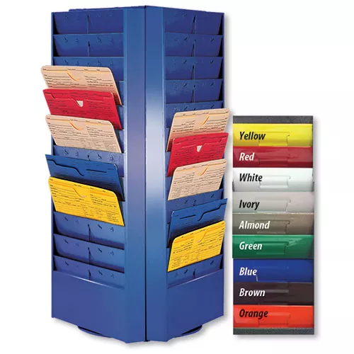Colored 4-Sided Rotating Repair Order Racks – 48 Pockets