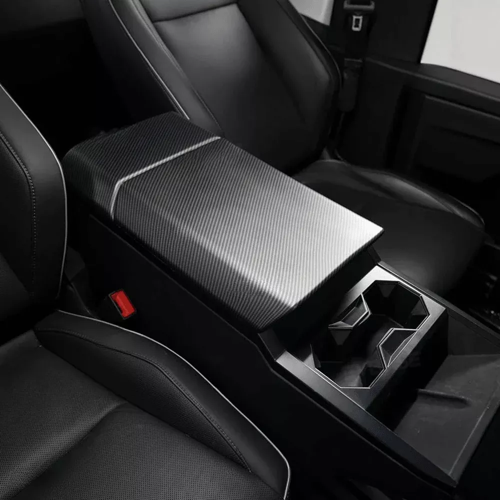 Cybertruck Armrest Carbon Fiber Style ABS Protective Trim Overlay