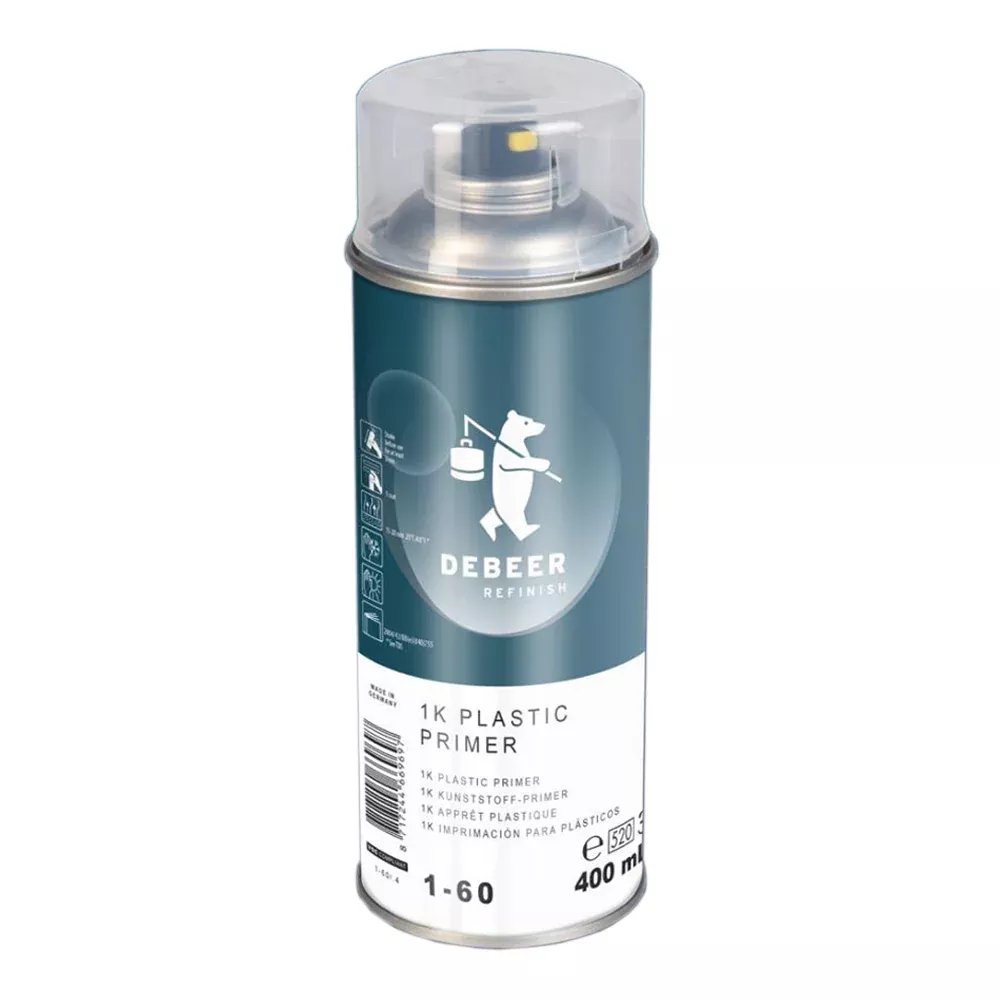 DeBEER 1-60 1K Automotive Plastic Primer 400ml Aerosol Transparent