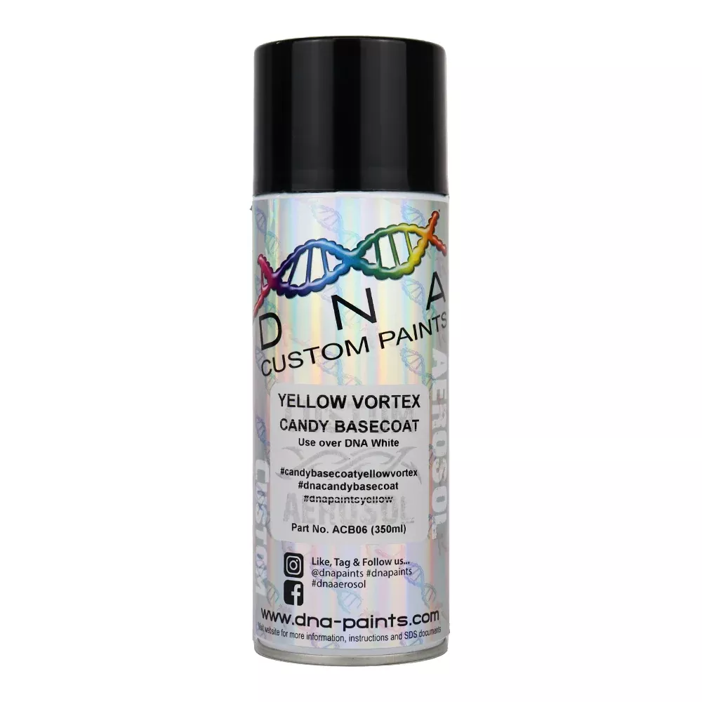 DNA PAINTS Candy Basecoat Spray Paint 350ml Aerosol Candy Yellow Vortex