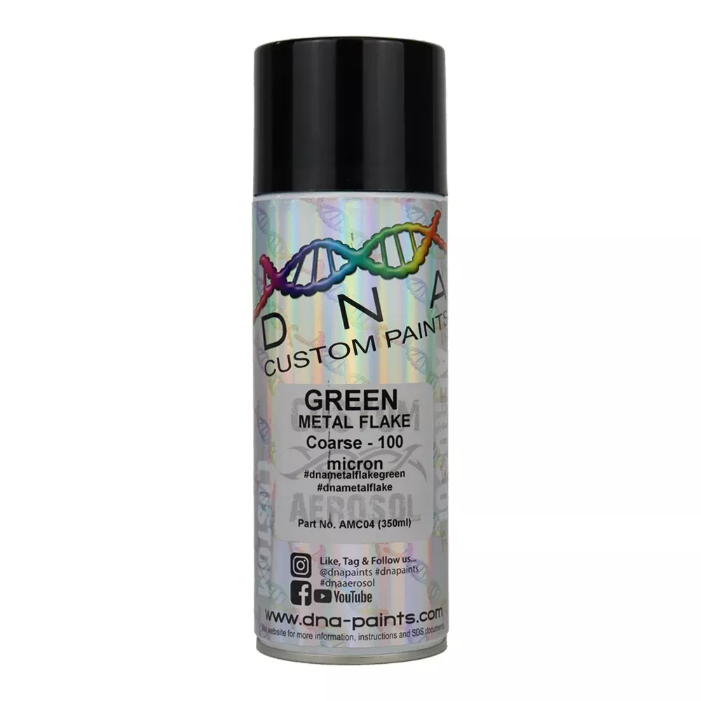 DNA PAINTS Metal Flake 350ml Aerosol Green Coarse - 100 Micron