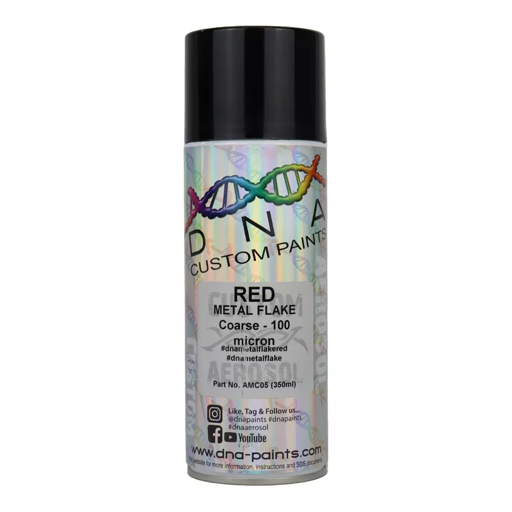 DNA PAINTS Metal Flake 350ml Aerosol Red Coarse – 100 Micron