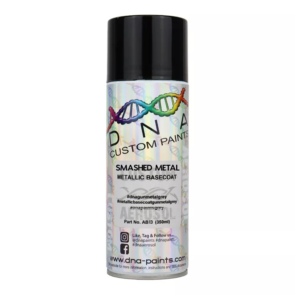 DNA PAINTS Metallic Basecoat Spray Paint 350ml Aerosol Smashed Metal 100 Micron