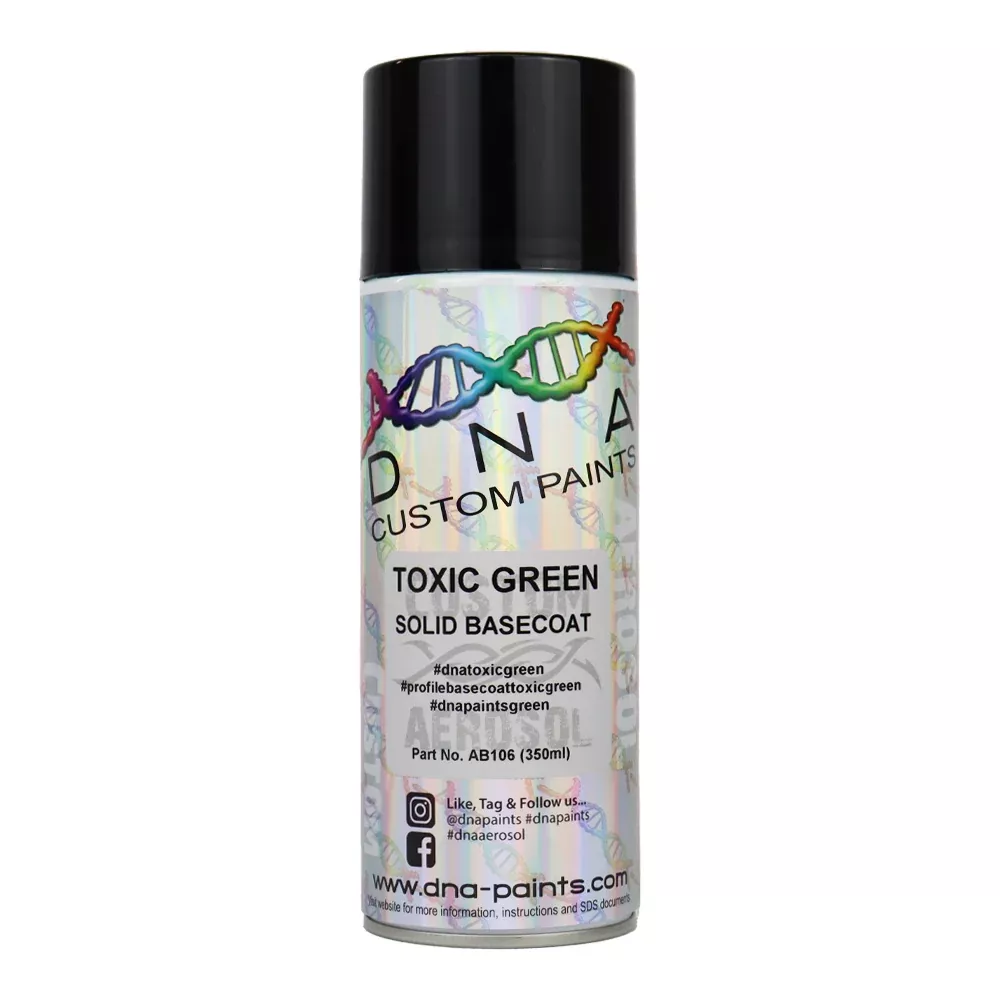 DNA PAINTS Solid Basecoat Spray Paint 350ml Aerosol Toxic Green