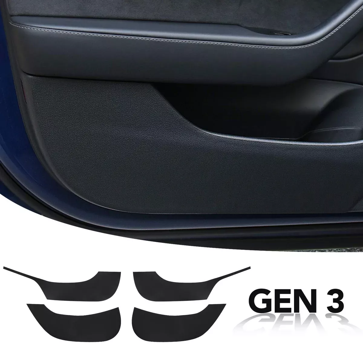 Door Protector Anti-Kick Mat Leather Matte Black | Tesla Model 3 (2017-2023)