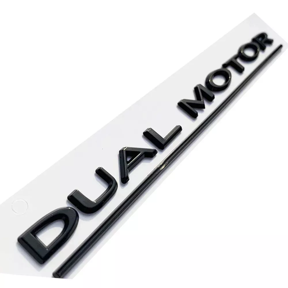 DUAL MOTOR (Performance) Underlined Letters Emblem | Tesla Model 3 & Y (ALL BLACK)