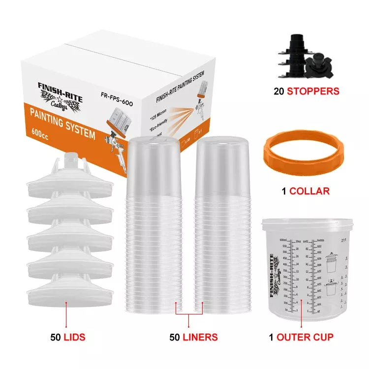 Finish-Rite PPS Cups and Liners(125 Micron Filters) 300,600,800mL