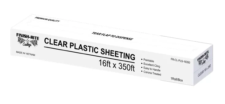 Finish RiteOverspray Protective Plastic Sheeting, Clear Paintable Plastic Sheeting, 16′ x 350′