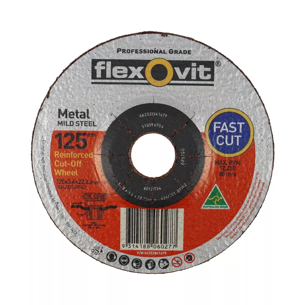 Flexovit Metal Cut Off Wheels Discs 10 Pack 125mm x 3.4mm x 22.23mm
