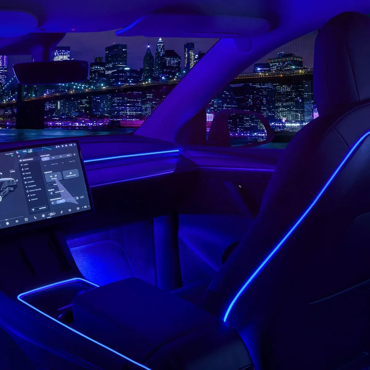 Full Set Interior Ambient Lighting (Center Console + Dashboard + Rear Seats + 4 Ambient Foot Lights) | 2021-2023 Tesla Model 3 & Y