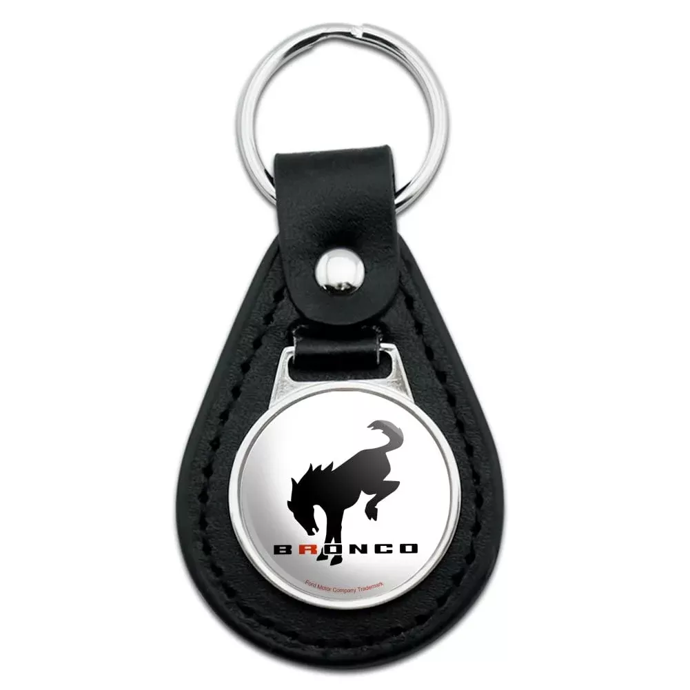 Graphics & More Black Leather Ford Buckin’ Bronco Keychain