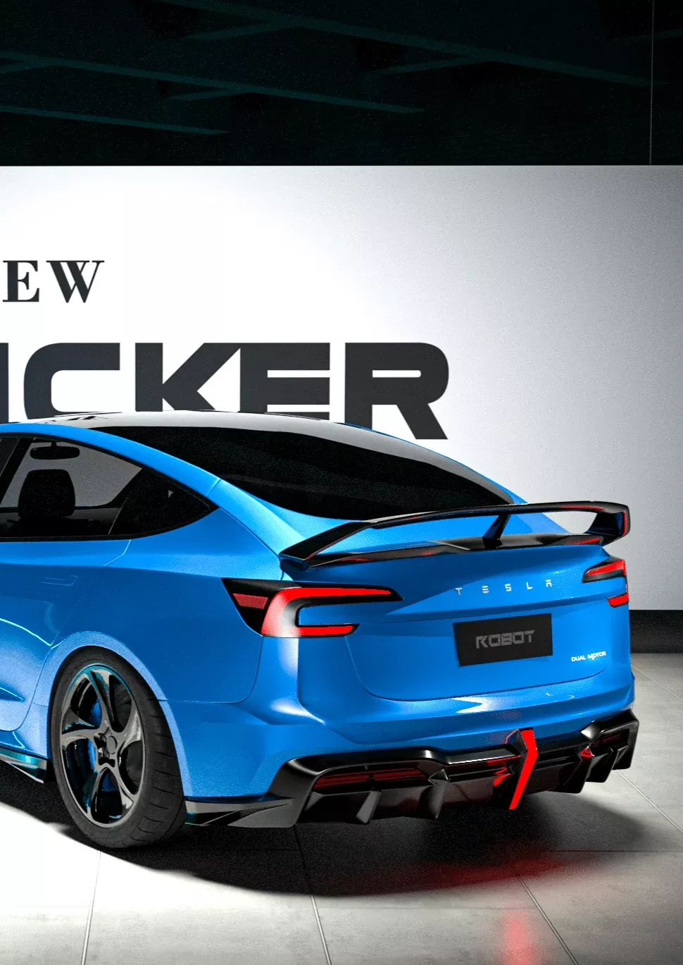 Hacker Rear Wing for Tesla Model 3 Highland / Performance Carbon Fiber/FRP
