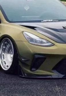 “HACKER” Widebody Front Bumper Canards for Tesla Model 3 Performance Carbon Fiber/FRP