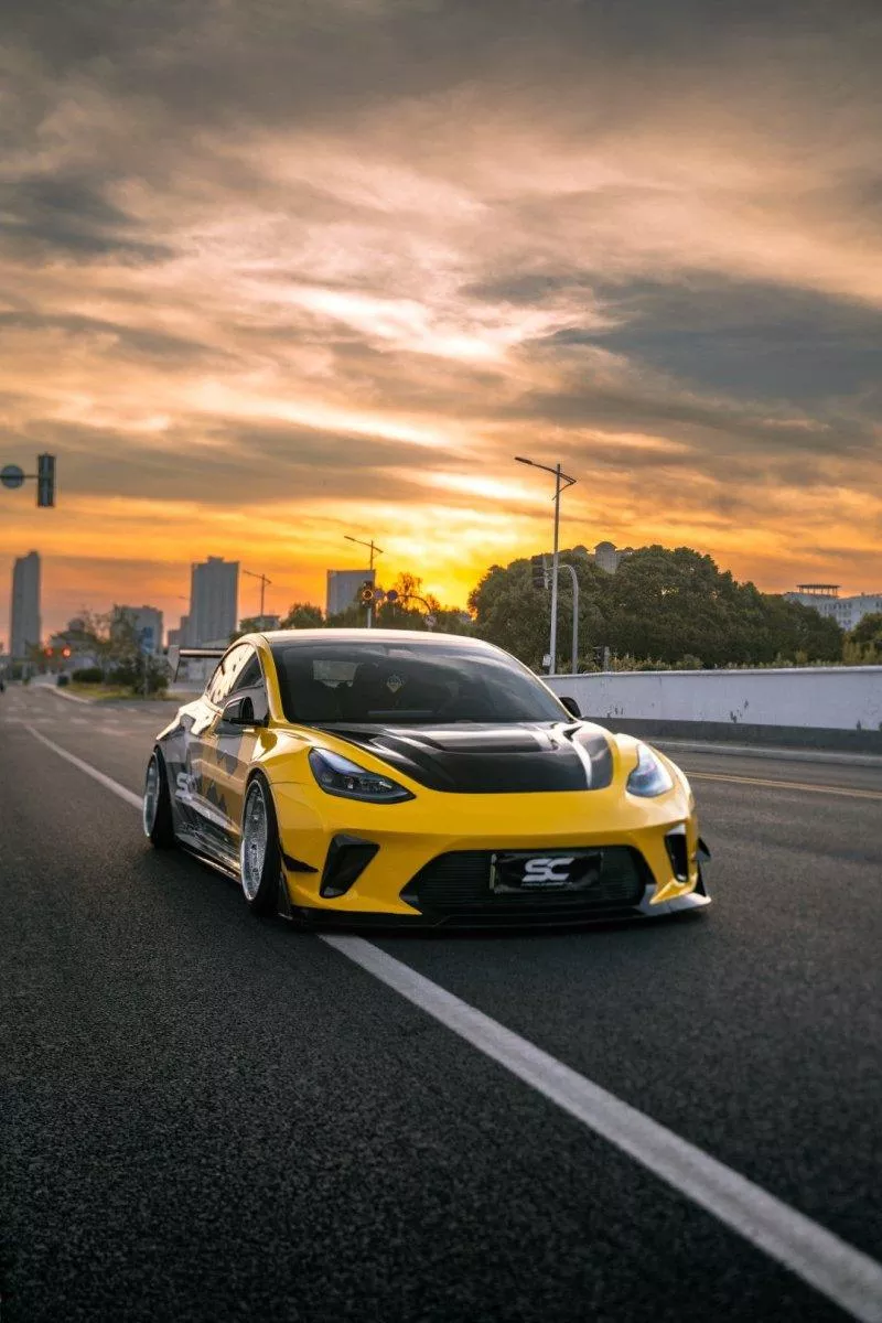 “HACKER” Widebody Front Bumper & Front Splitter for Tesla Model 3 Performance/Base Carbon Fiber/FRP